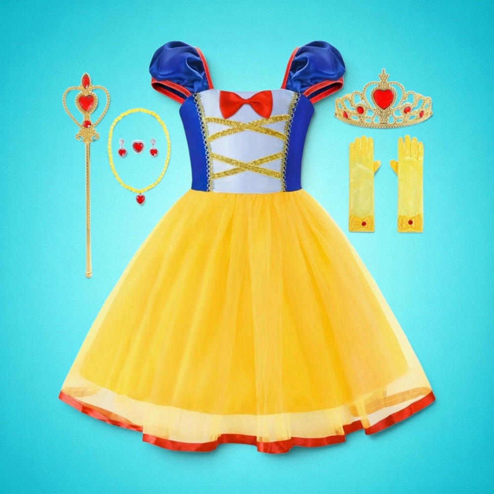 Snow White Inspired Princess Costume Kids Size 3/4T with 7 Piece Accessory Set